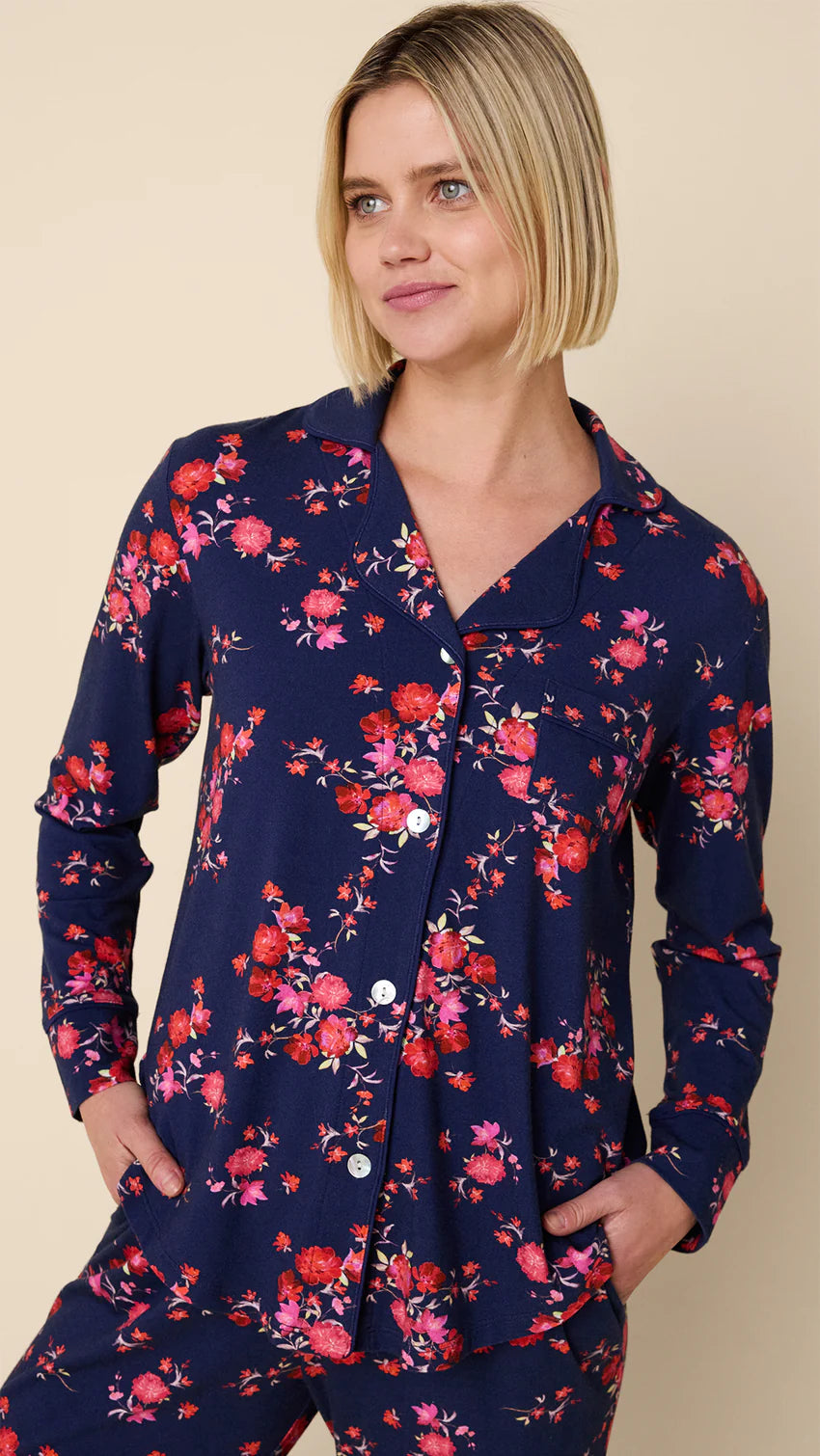 The Cat's Pajamas Roses Pima Knit Pajama