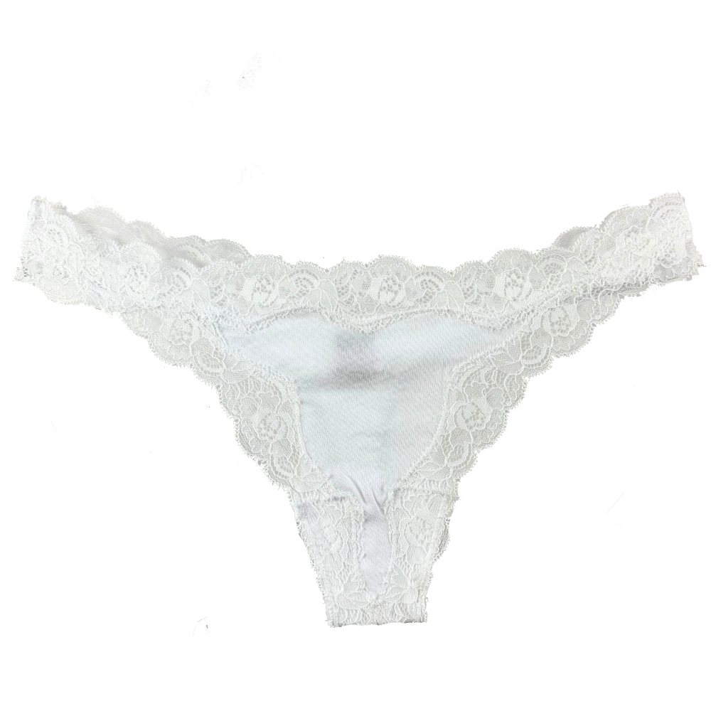 White lace thong on a white background