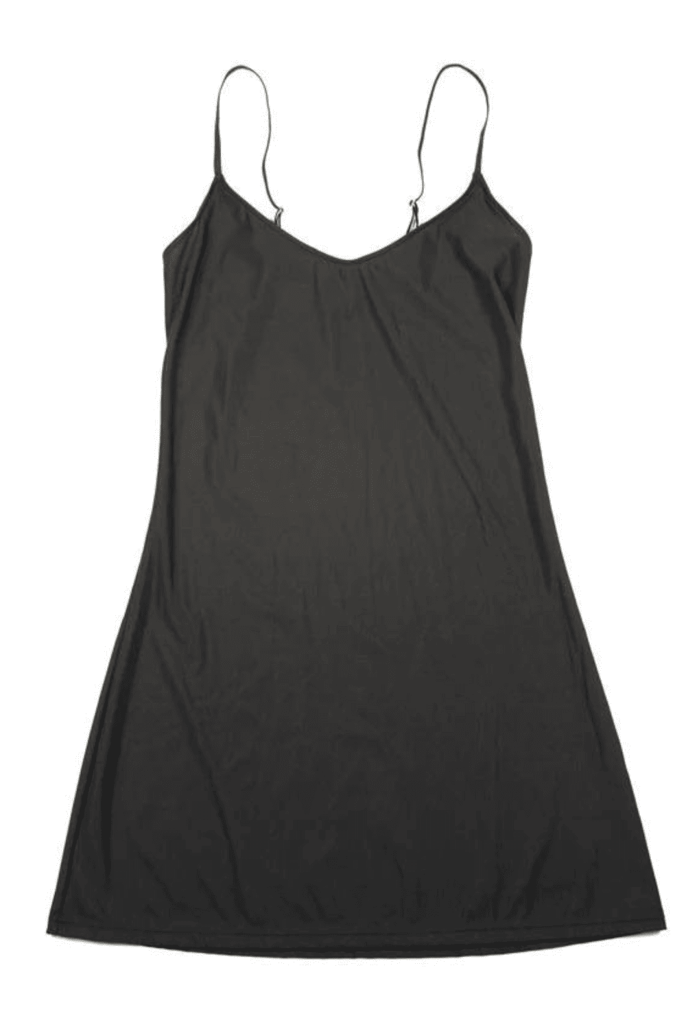Only hearts second skin long full slip in black, on a white background, close-up.