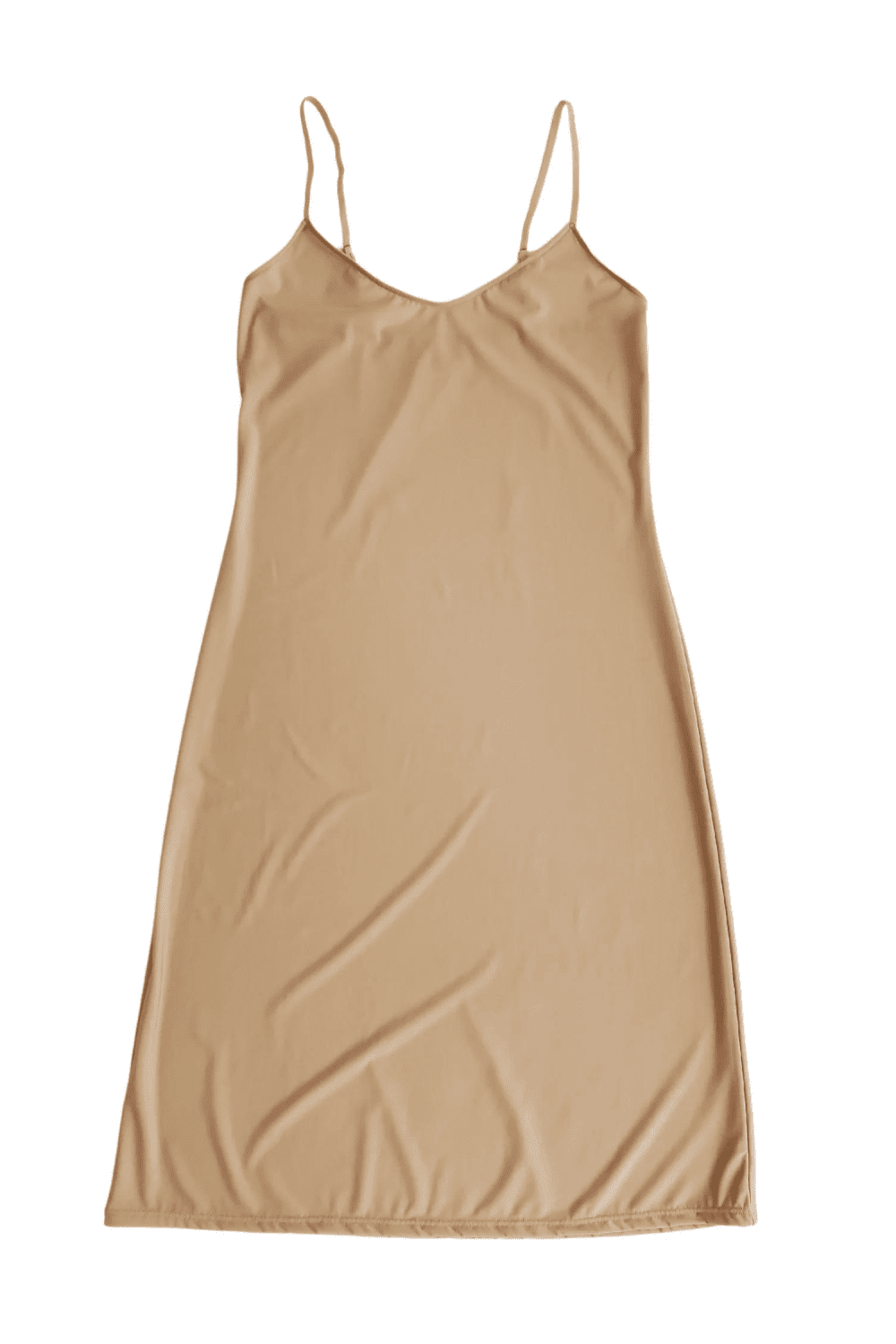 Only hearts second skin long full slip in nude, on a white background, close-up.