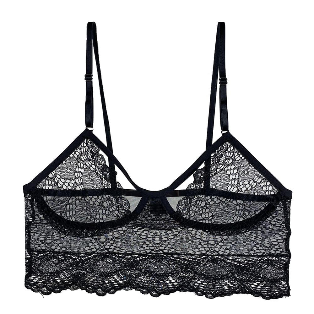 Only hearts whisper sweet nothings cropped cami in black, on a white background, close-up.