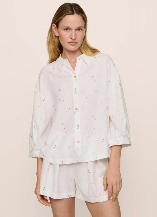 Eberjey Linen Blend Relaxed Quarter Sleeve Top