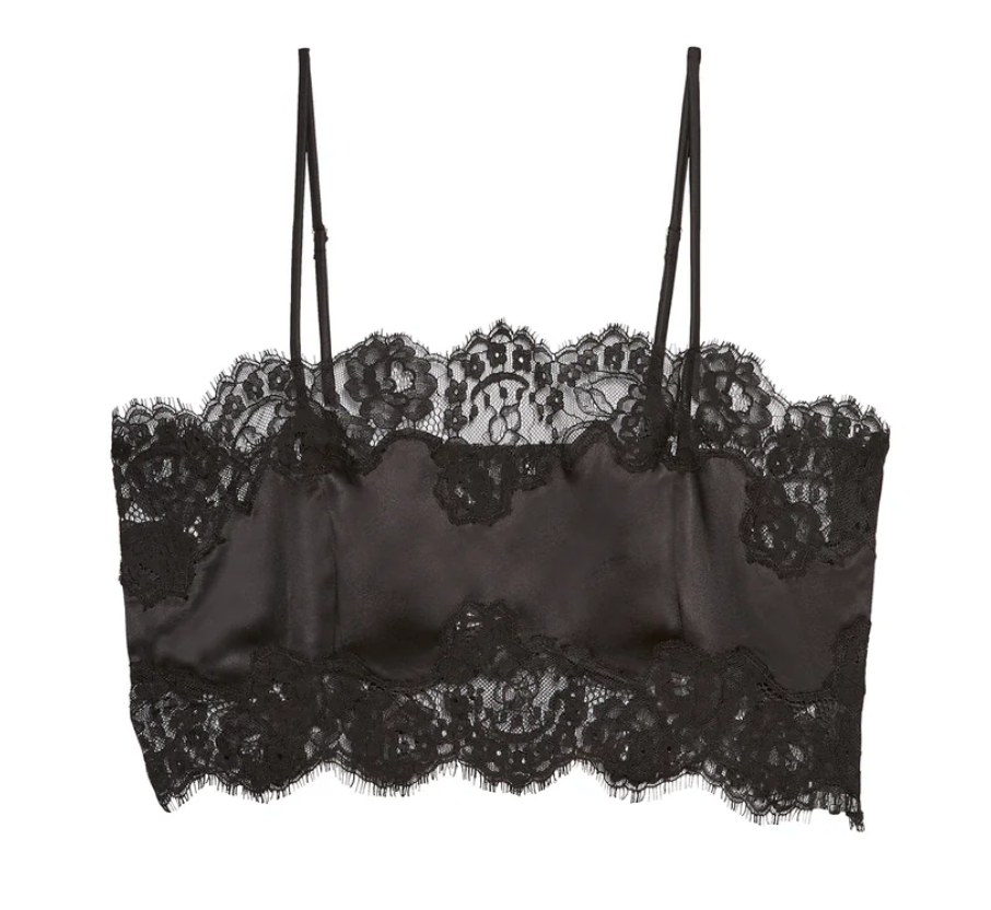 Fleur du Mal Silk and Lace Bandeau Top