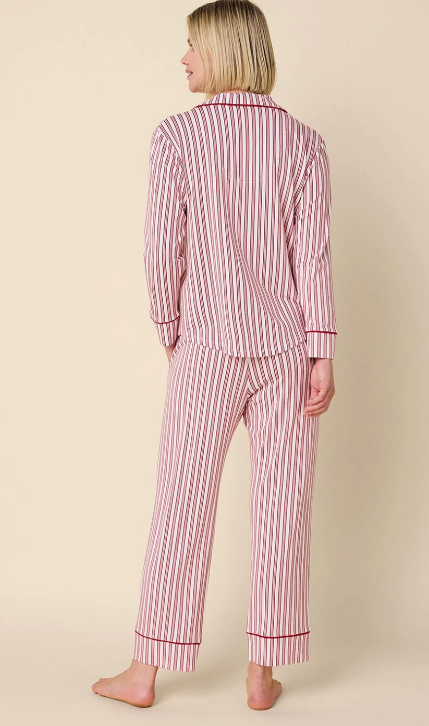 The Cat's Pajamas Holiday Stripe Pima Knit Long Sleeved Pajama
