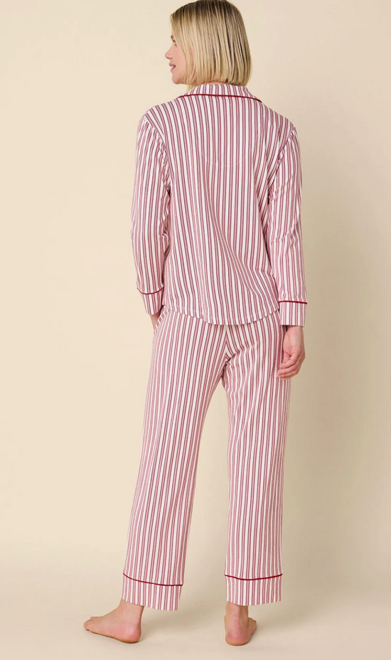The Cat's Pajamas Holiday Stripe Pima Knit Long Sleeved Pajama