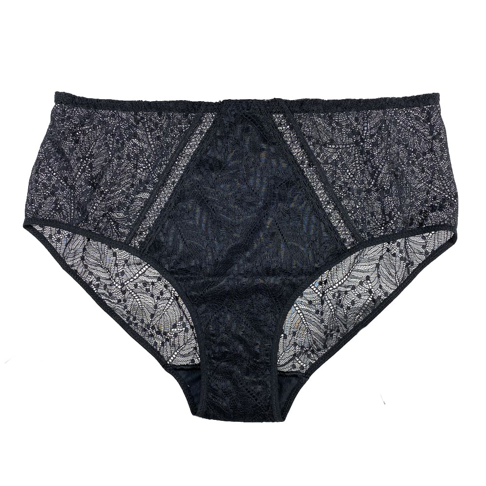 Simone Perele Comete culotte high-rise in black, front view on a white background.