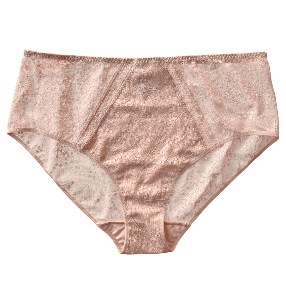 Simone Perele Comete culotte high-rise in pink sand, front view on a white background.