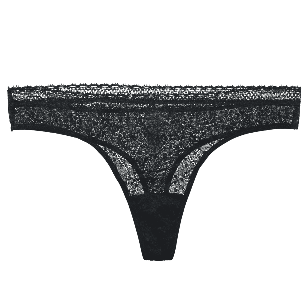 Simone Perele Comete tanga in black, front view on a white background.