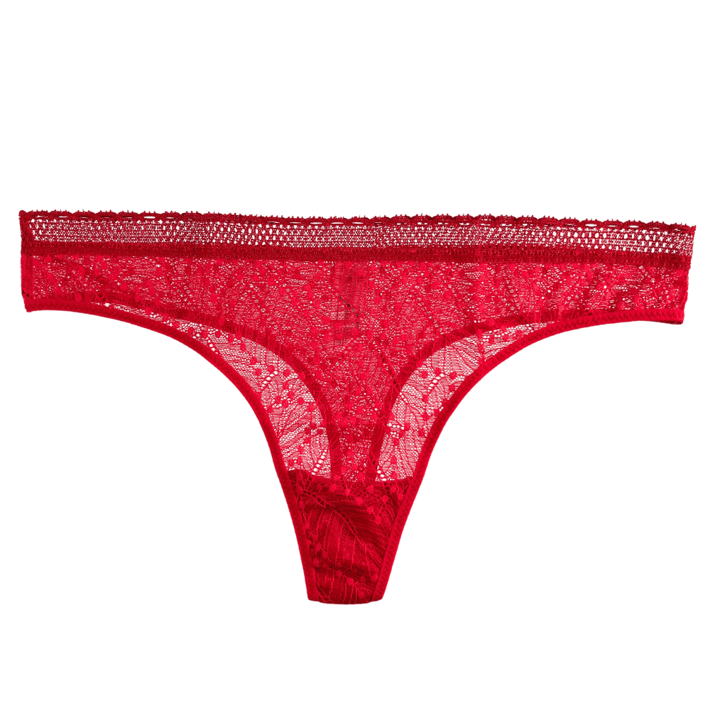 Simone Perele Comete tanga in ruby, front view on a white background.