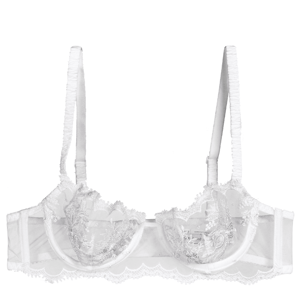 Simone Perele Intrigue Sheer Demi in white, front view on a white background.
