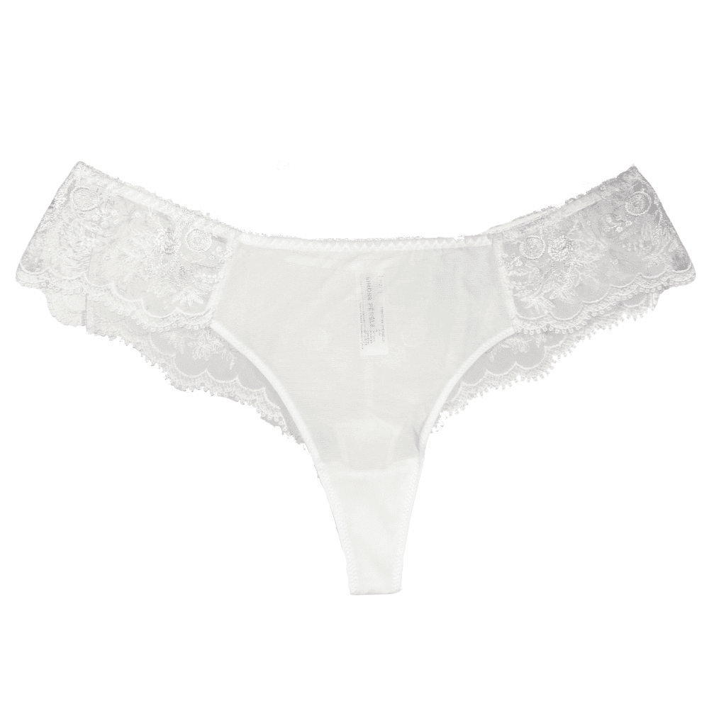 Simone Perele Intrigue tanga in white, front view on a white background.