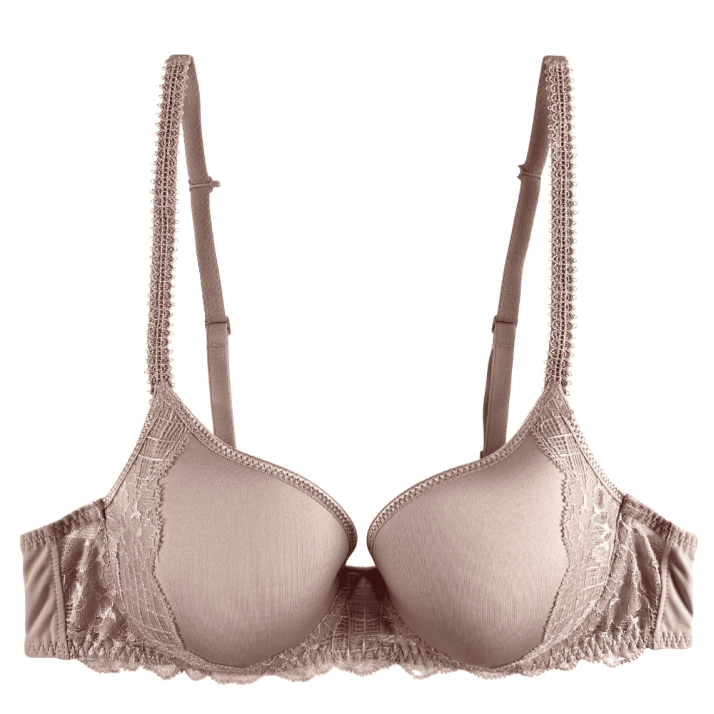 Simone Perele Reve 3D Plunge bra in peau, front view on a white background.