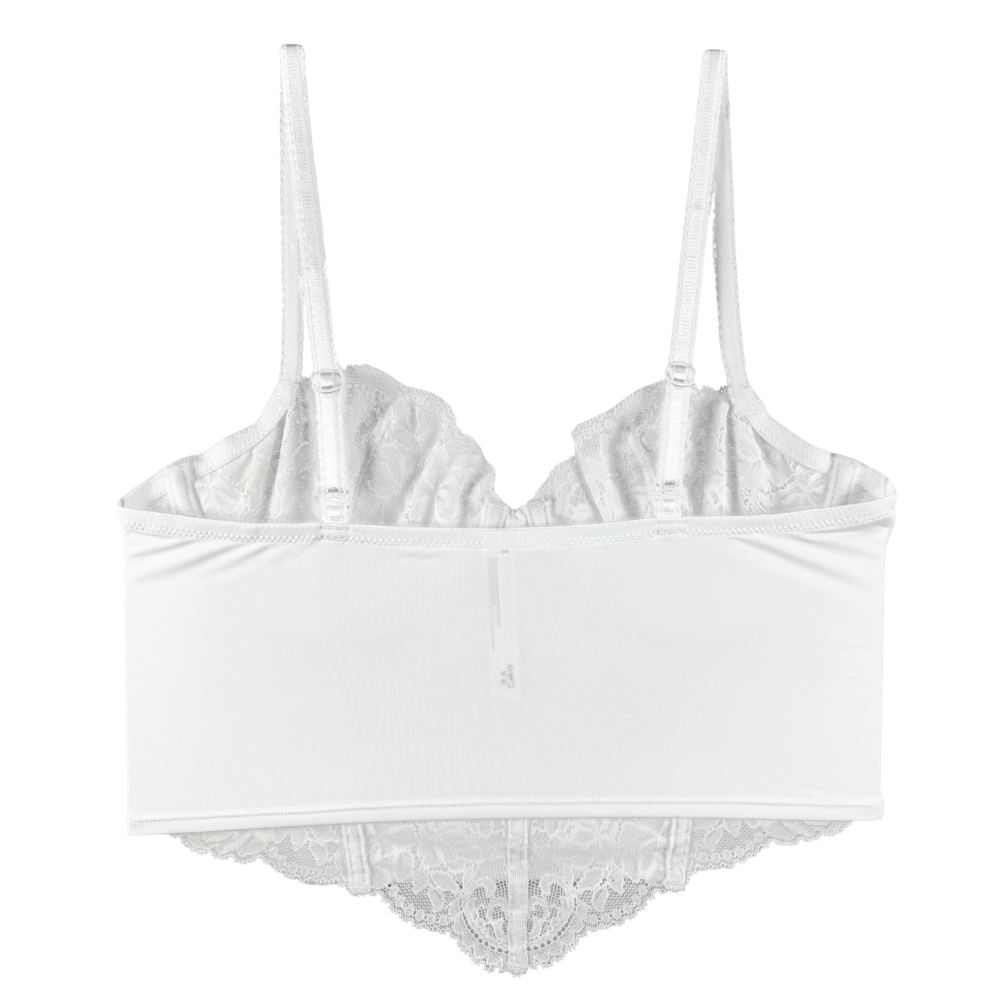 White lace lingerie set on a white background