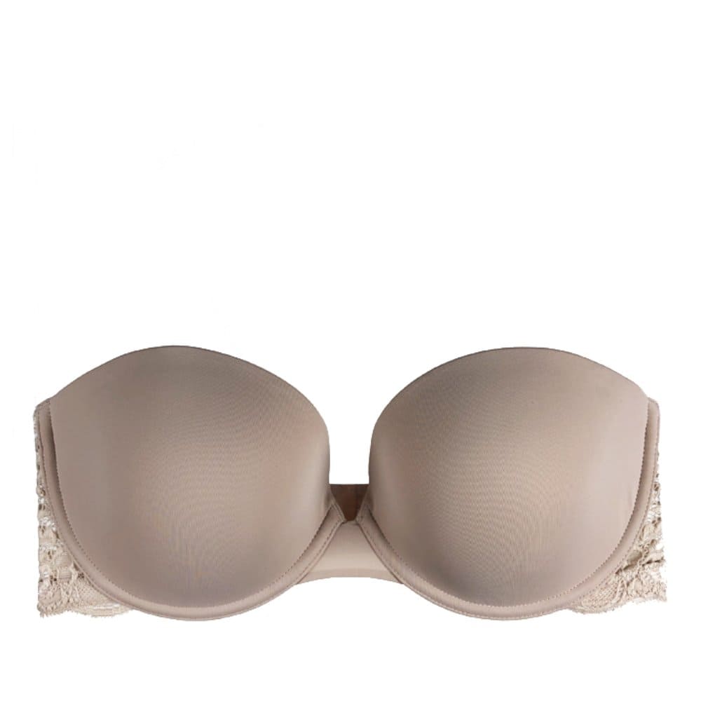 Skarlett blue goddess multiway strapless bra in cashmere, front view on white background, close-up.