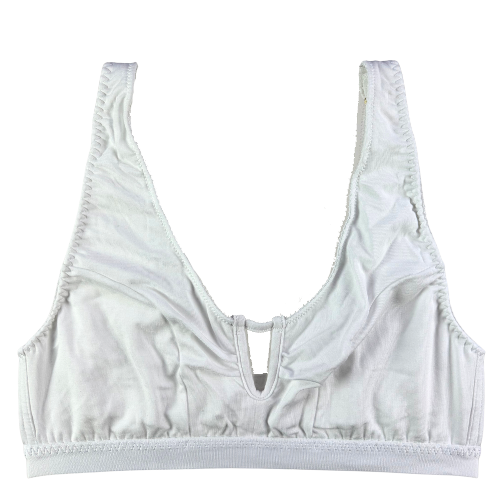 White bra against white background.