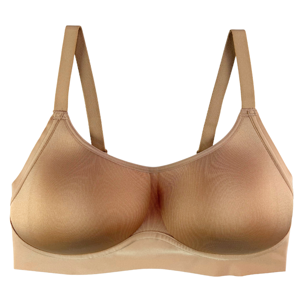 beige bra on white backgroud