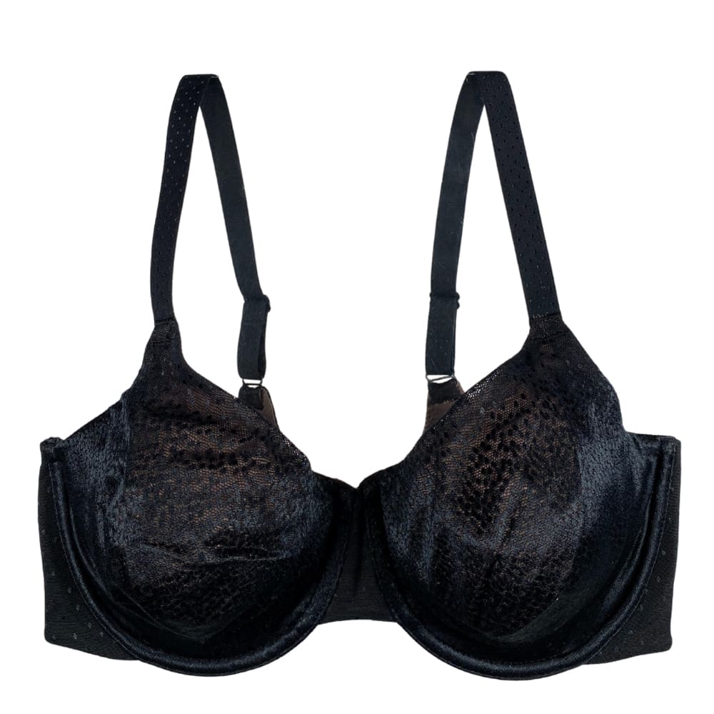 Wacoal Back Appeal full cup bra in black, front close-up on a white background.