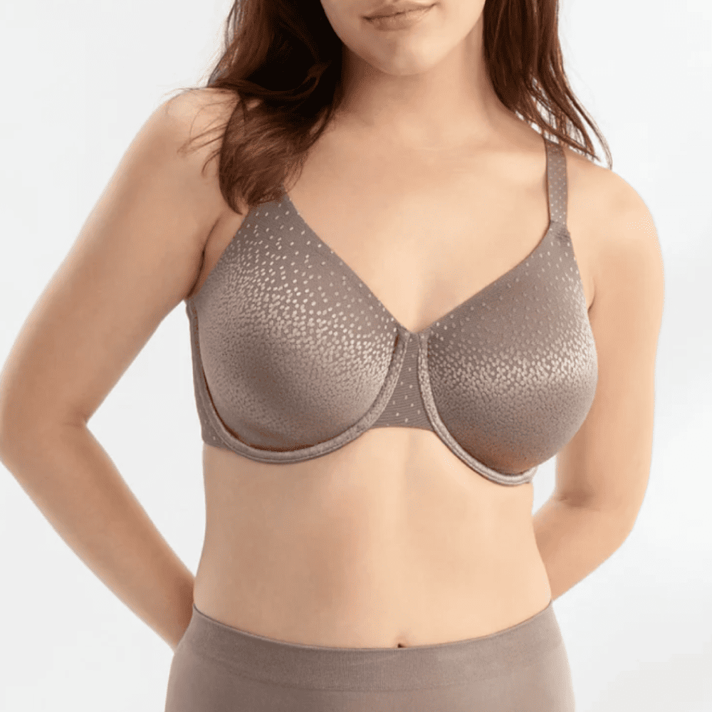 Wacoal Back Appeal full cup bra in cappuccino, front close-up on a model against a white background.