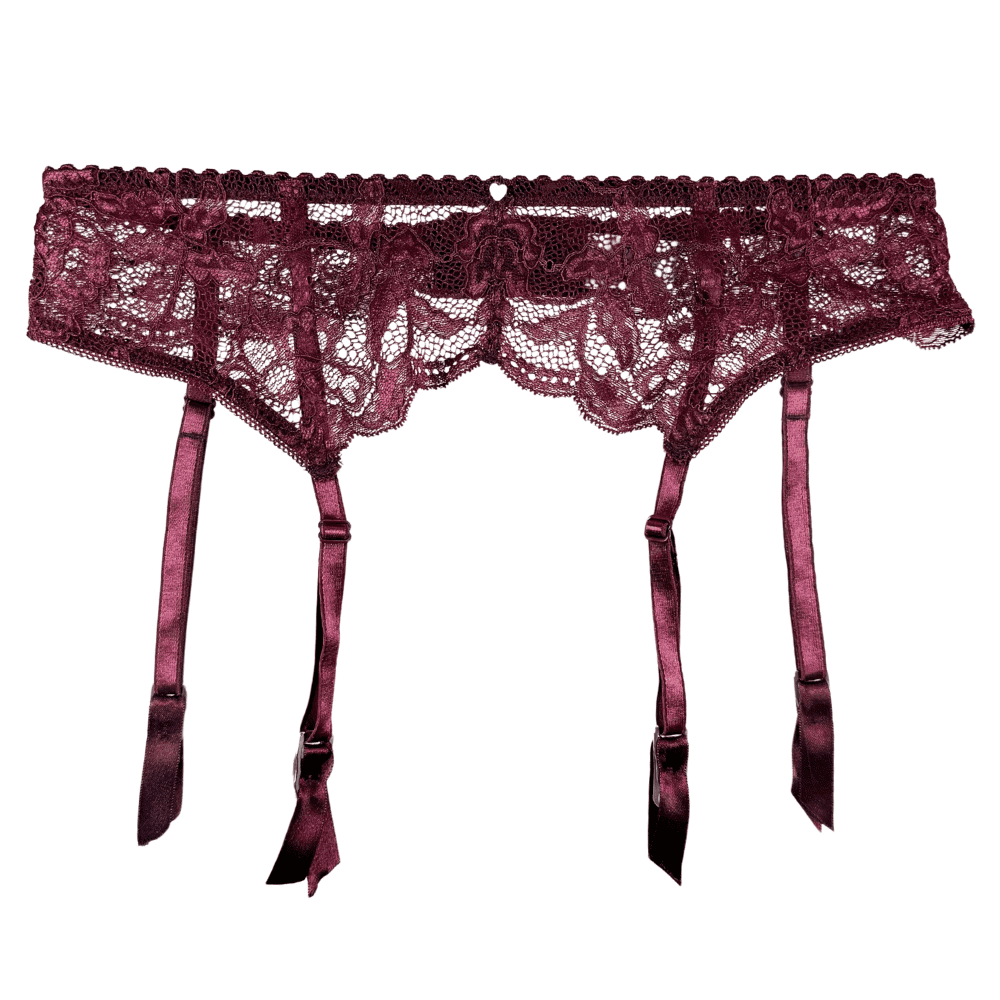 Clo intimo fortuna garter in crushed berry, close-up on white background.