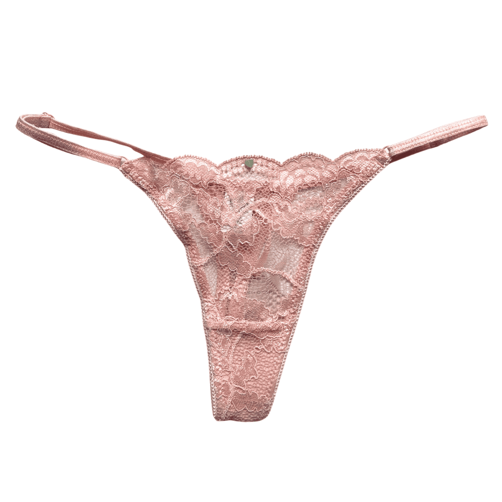 Clo intimo fortuna string thong in sugar, close-up on white background.
