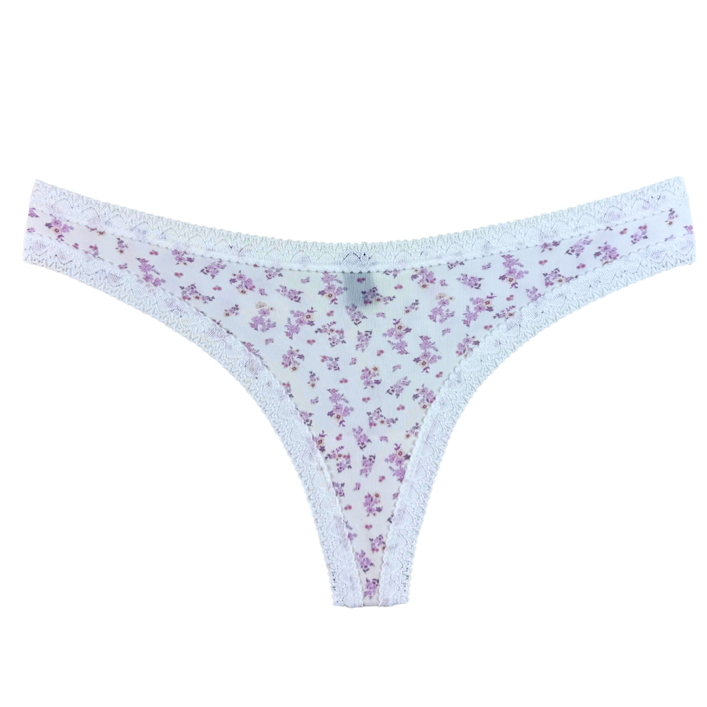 Blush Micro Lace Trim Thong