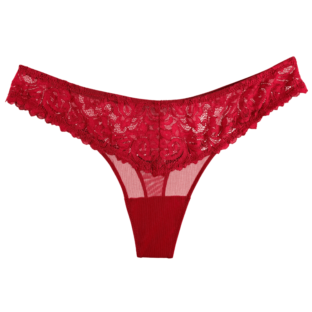 Cosabella carmela thong in velluto, white background, close-up.