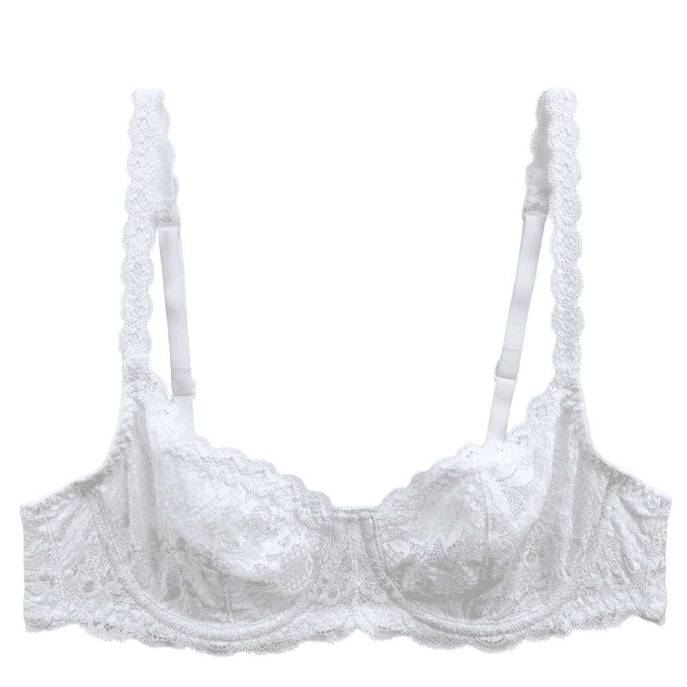 White lace bra on a white background