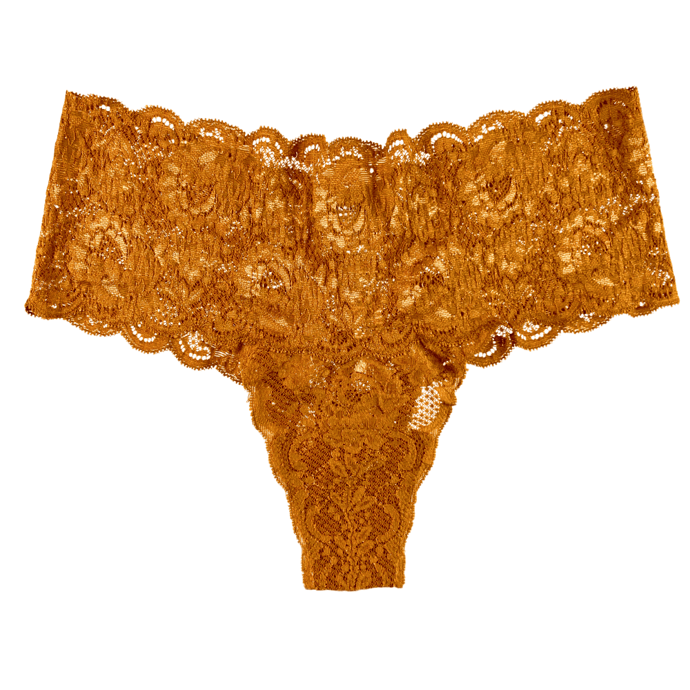 Orange underwear against a white background