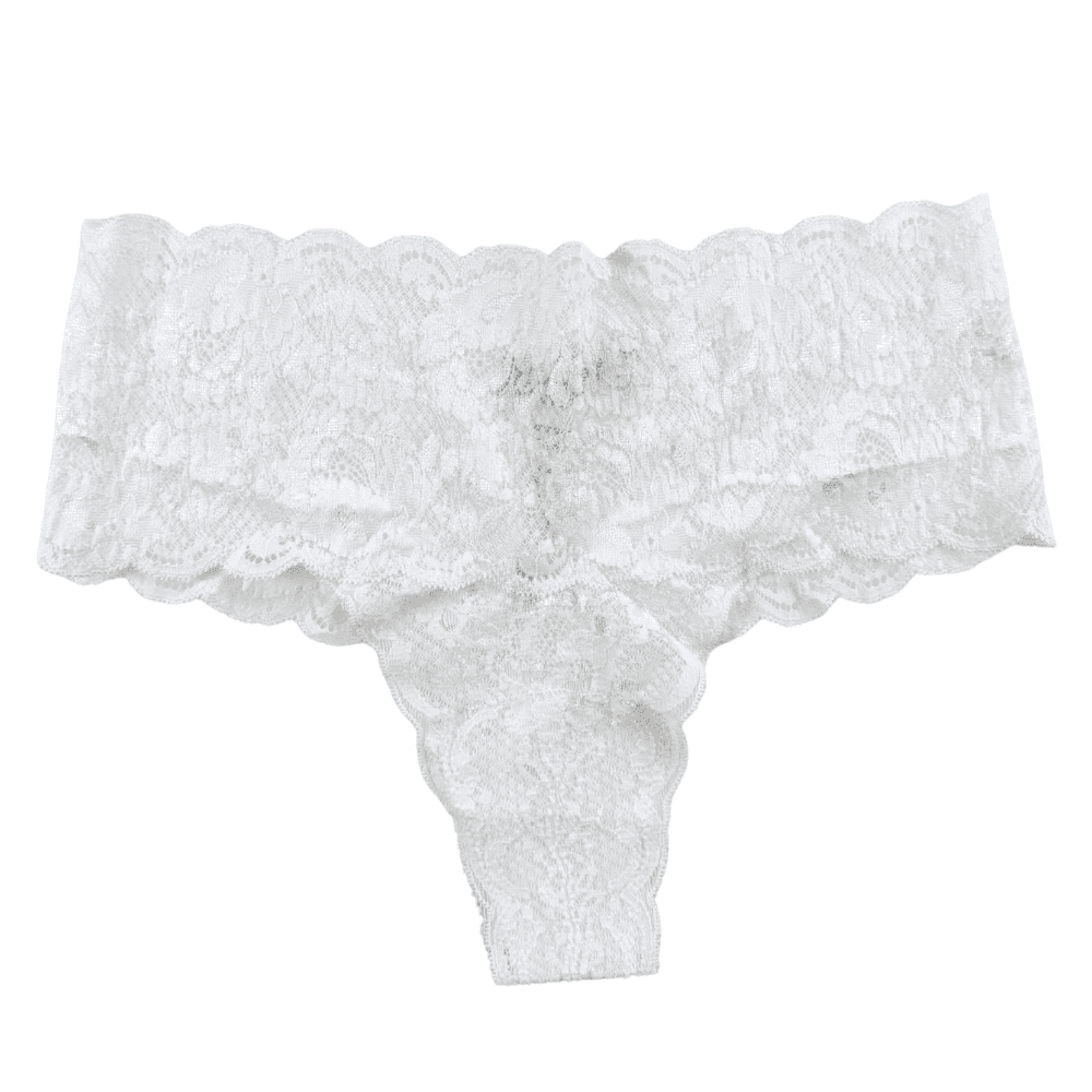 White lace thong on a white background