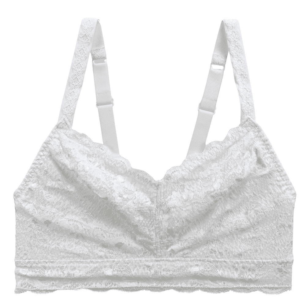 White lace bra on a white background