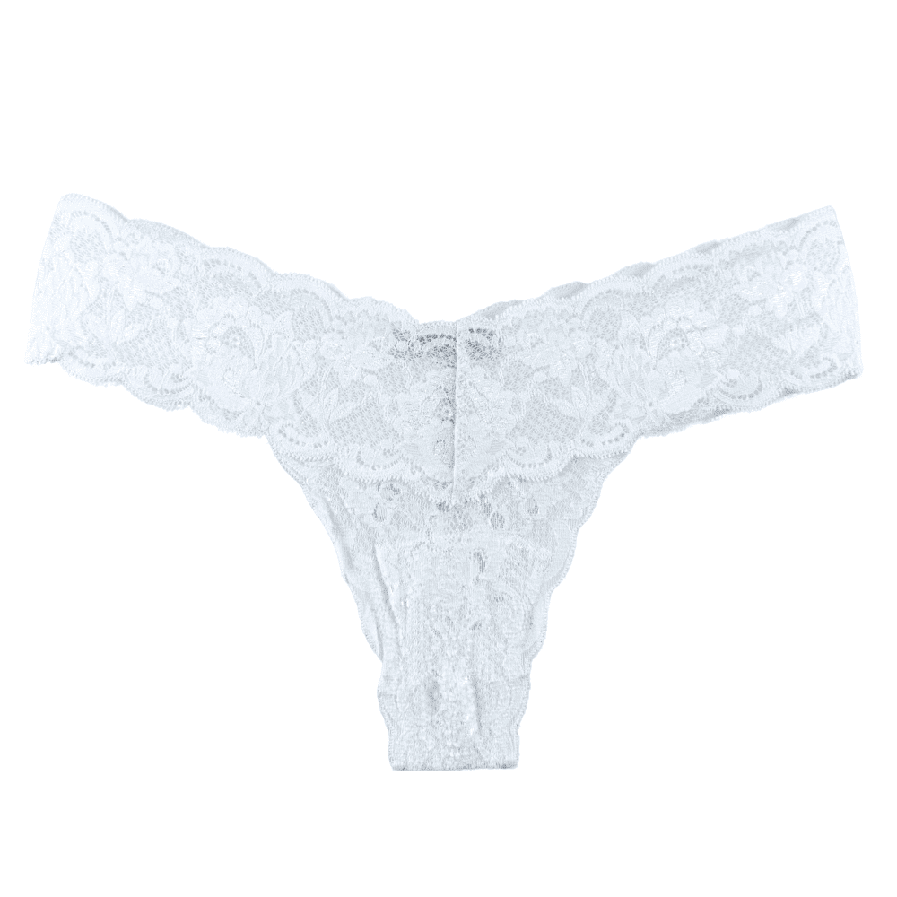 White lace thong on a white background
