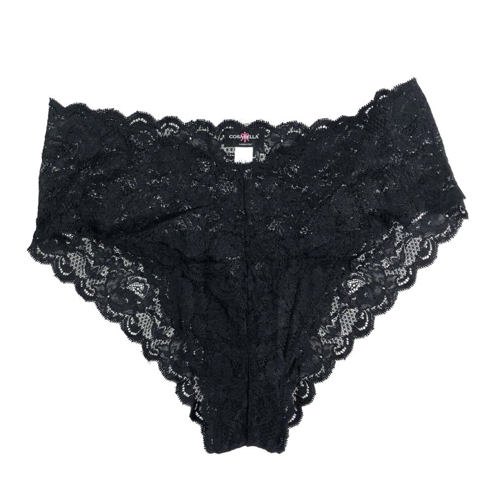 Cosabella never say never extended hottie boyshort in black, white background, close-up.