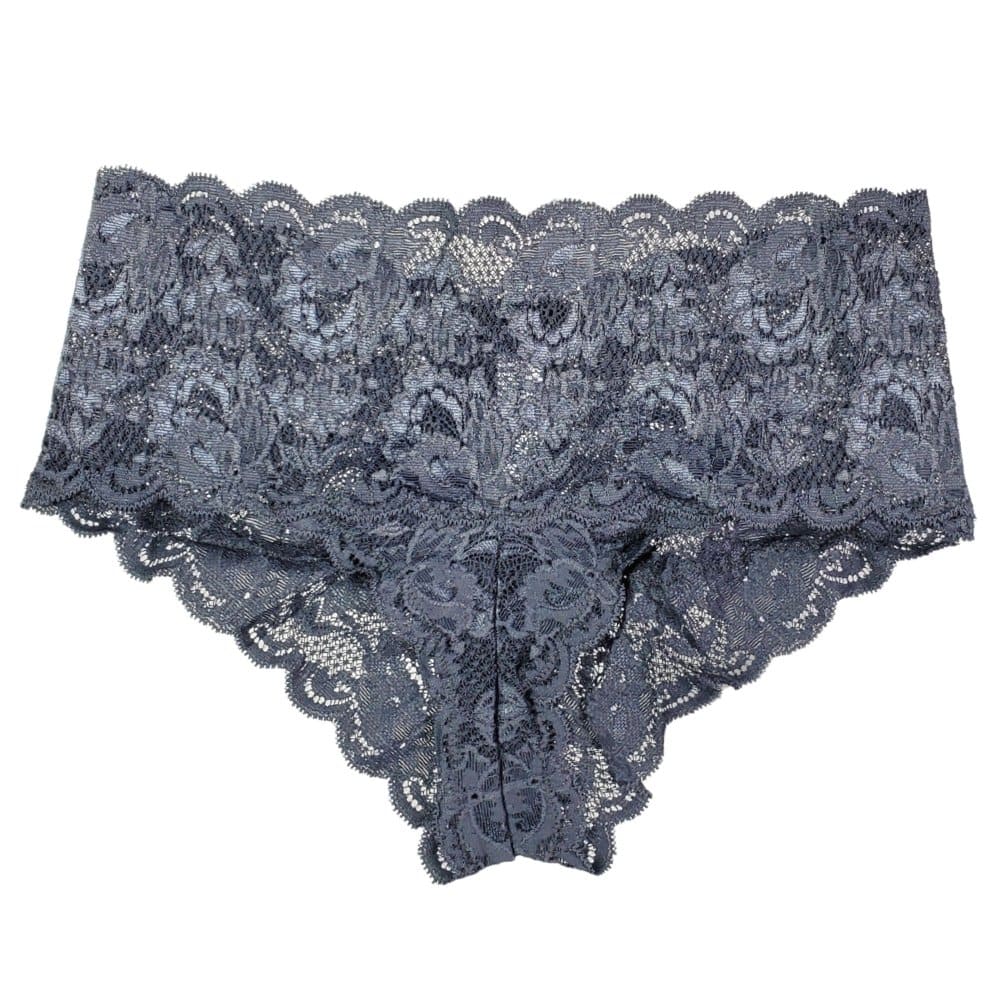 A black, low-rise boyshort with stretch lace design from Cosabella's Never Say Never collection.