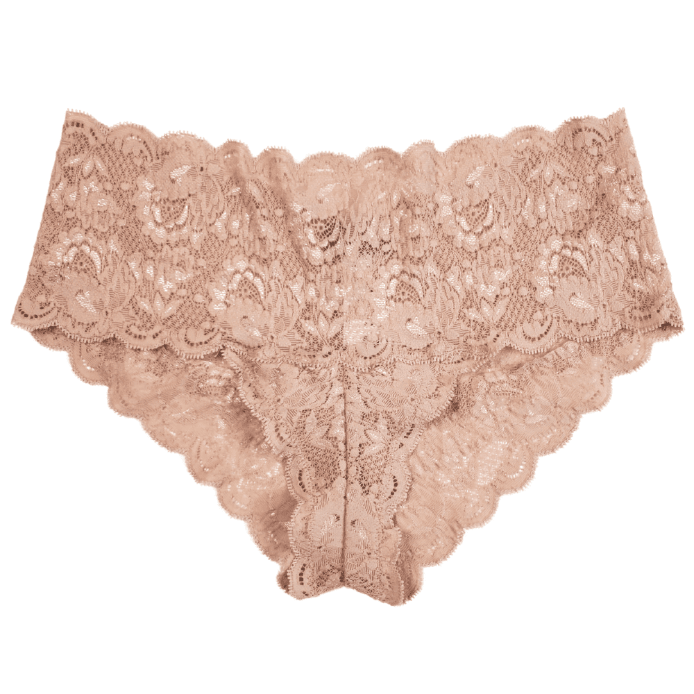 A black, low-rise boyshort with stretch lace design from Cosabella's Never Say Never collection.