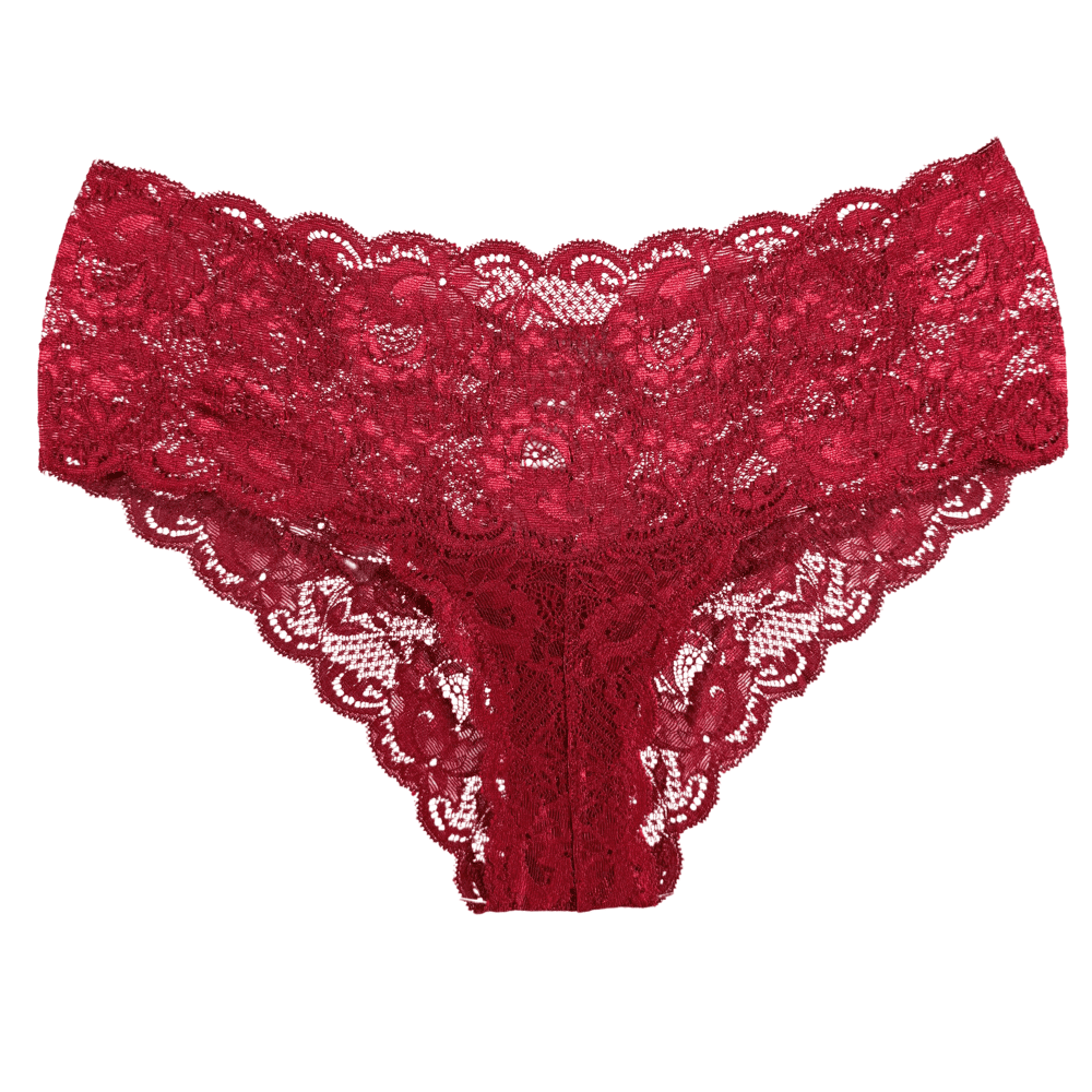 Red lace underwear on a white background