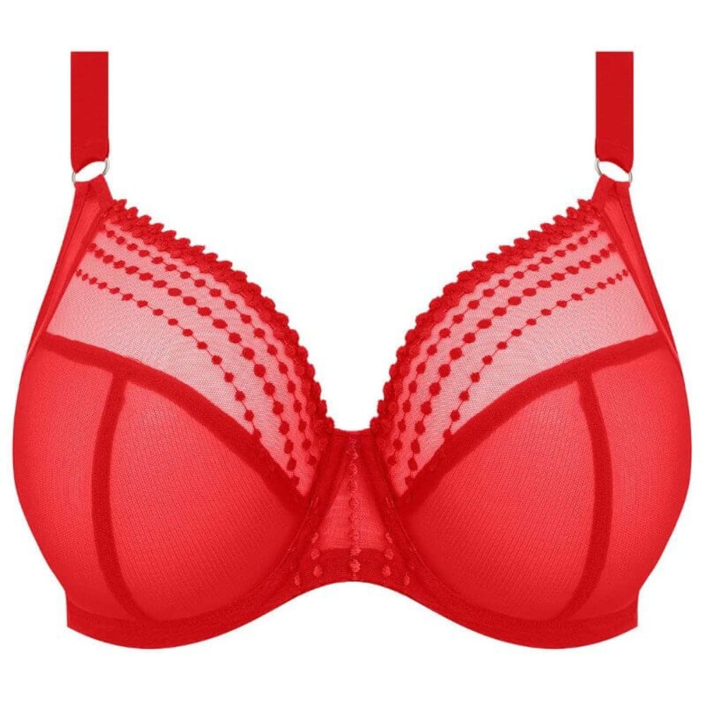 Elomi matilda plunge bra in haute red, white background, close-up.