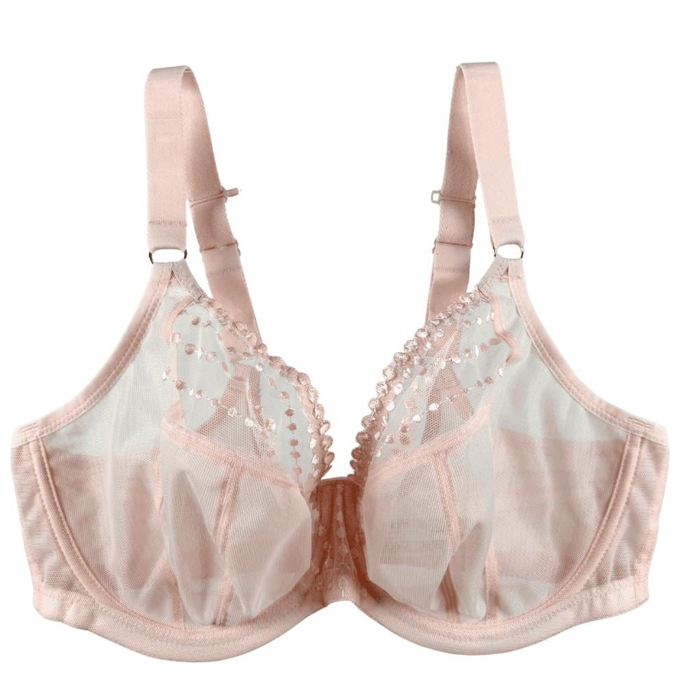 Elomi matilda plunge bra in pearl blush, product on white background, close-up detail view.