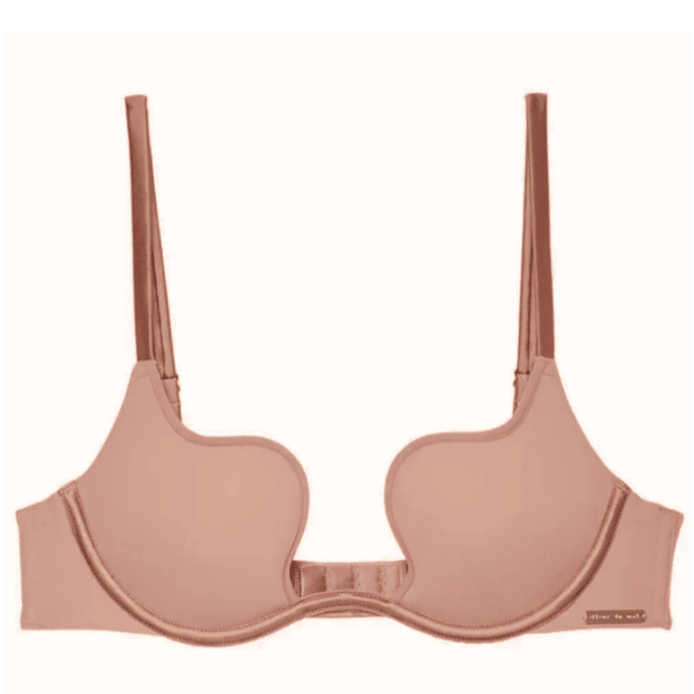 beige bra on white
