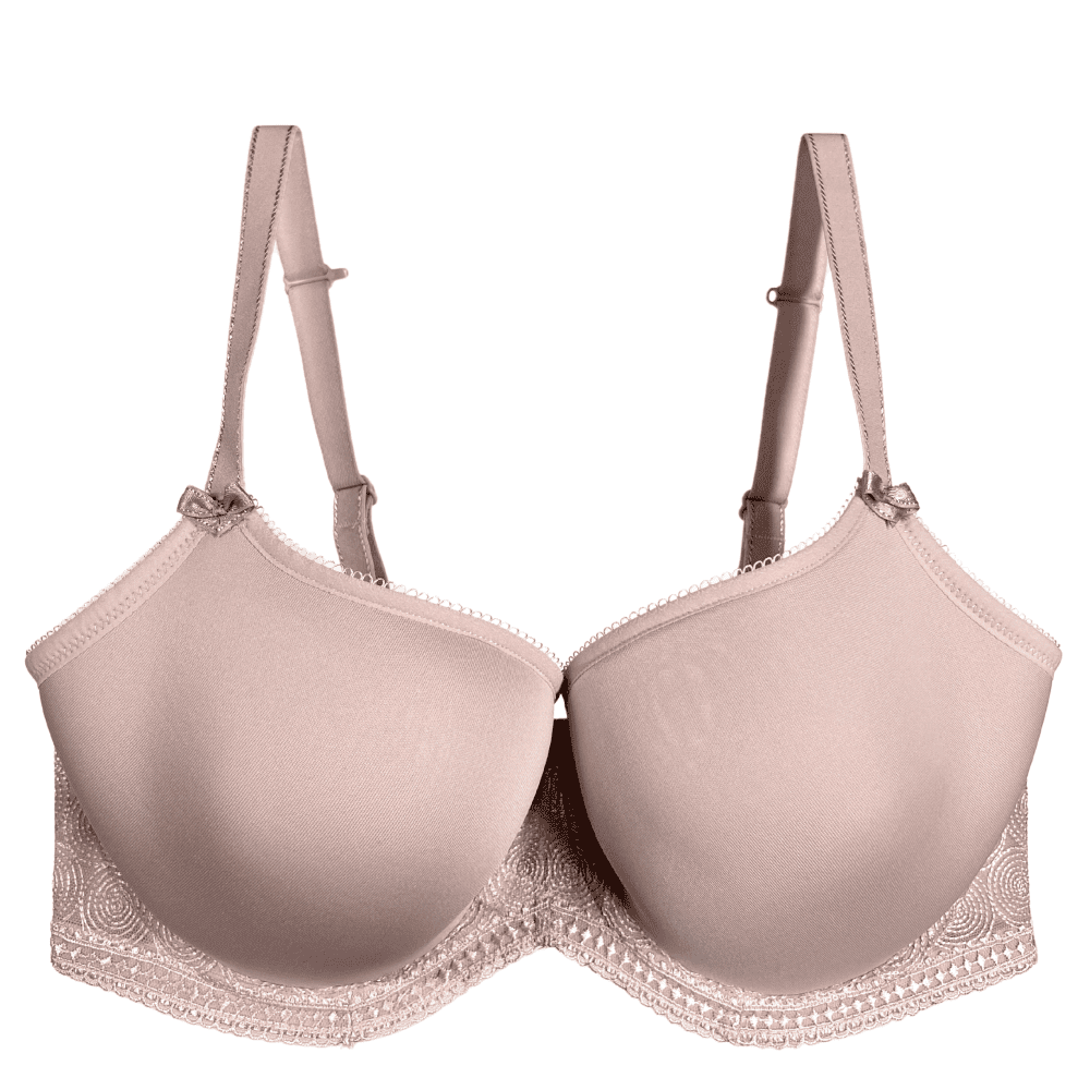 Panache cari spacer t-shirt bra in champagne, close-up on white background.