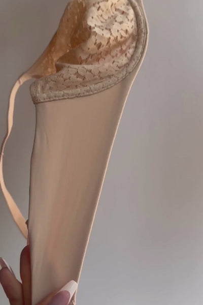 Chantelle norah comfort underwire bra in nude blush, close-up video showing fabric and stretch.