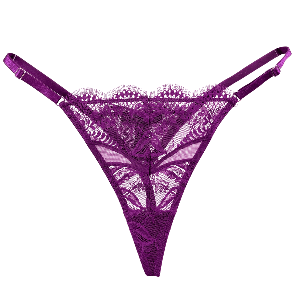 Samantha chang illusion adjustable string in dark berries, close-up on white background.