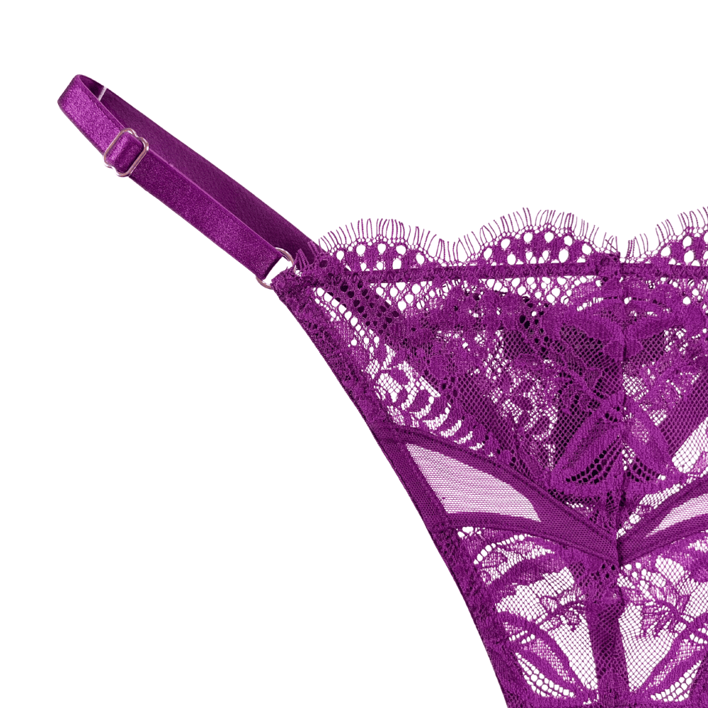 Samantha chang illusion adjustable string in dark berries, detailed close-up on white background.