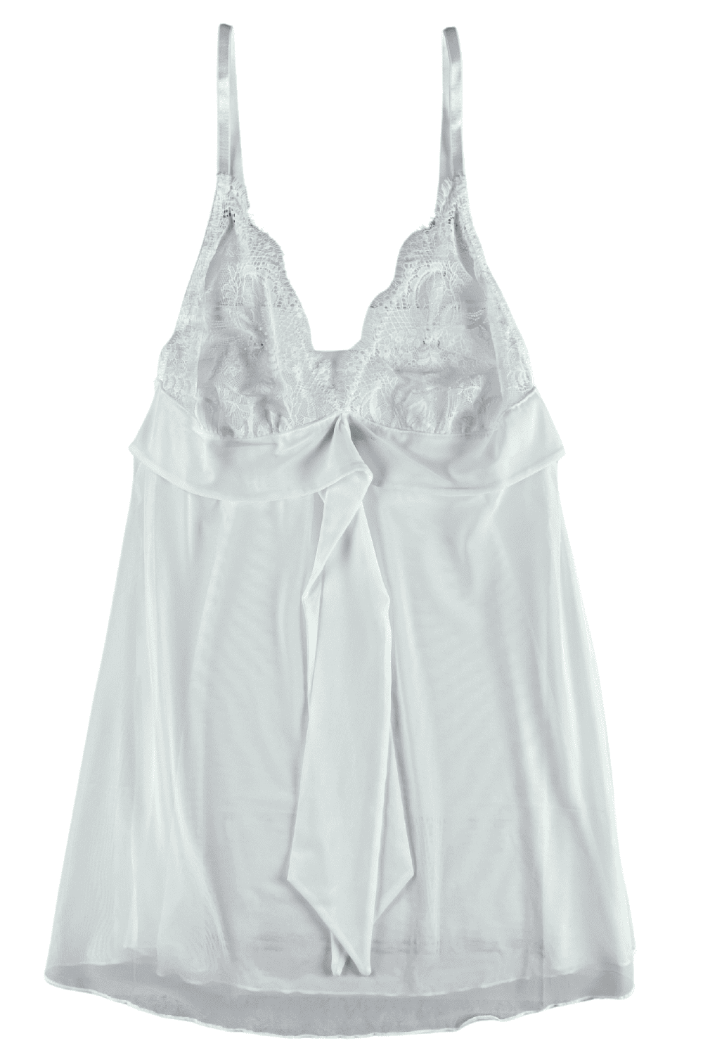 Samantha chang illusion babydoll in ecru, close-up on white background.