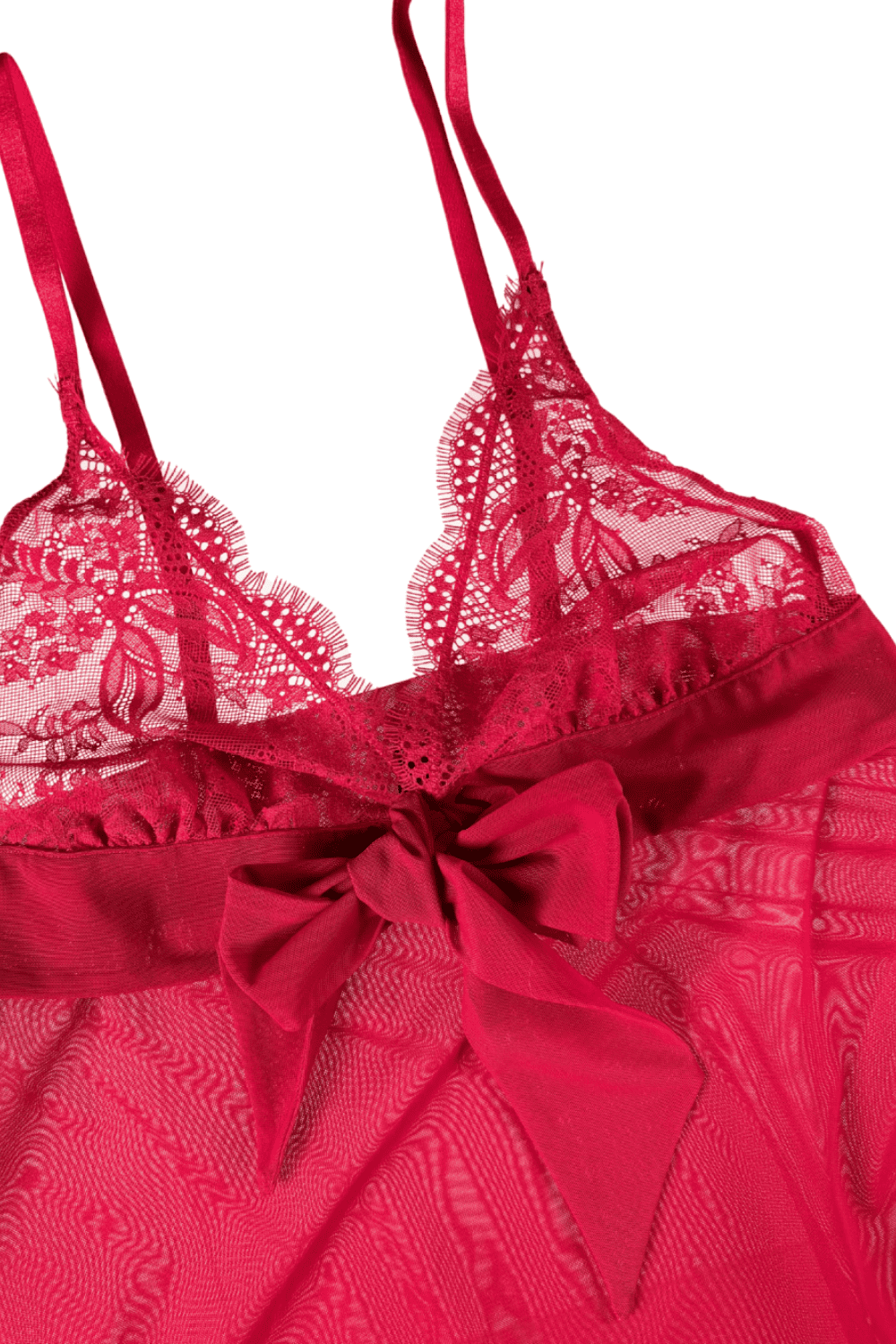 Samantha chang illusion babydoll in flame, detailed close-up on white background.