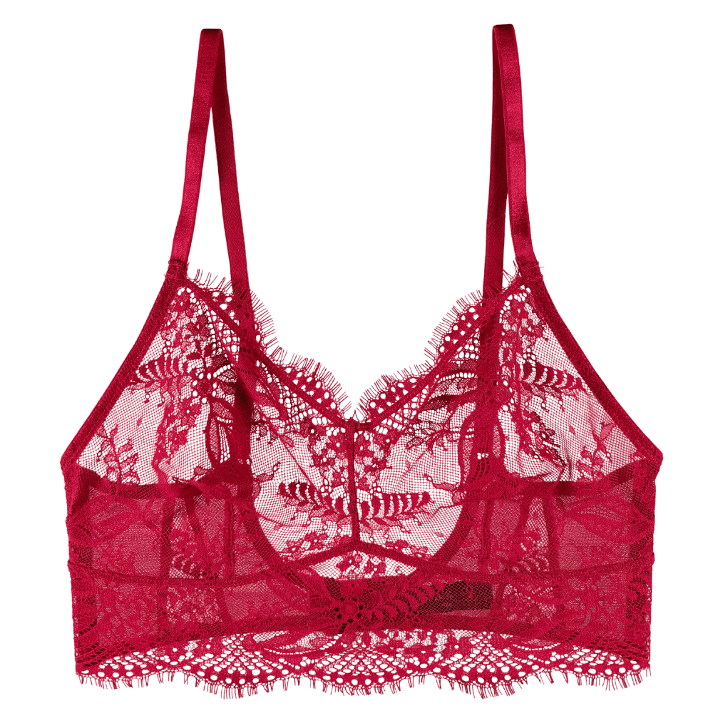 Samantha chang illusion longline wireless bra in flame, close-up on white background