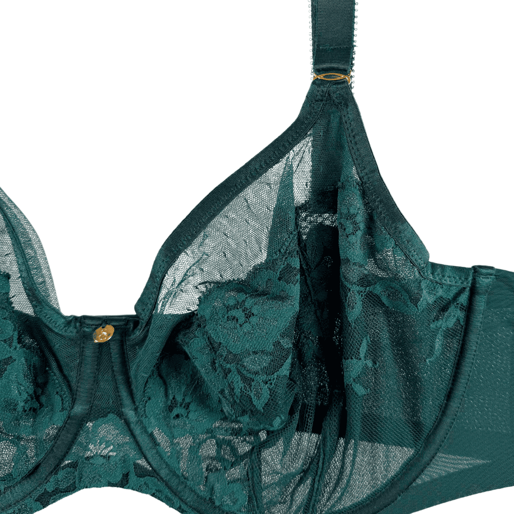 Sculptresse josephine full cup bra in forest green, detailed close-up on white background.