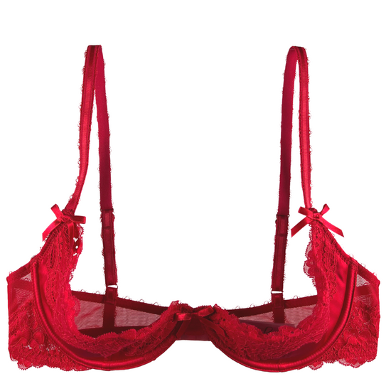 Pour Moi For Your Eyes Only Underwired Quarter Cup Bra - Red