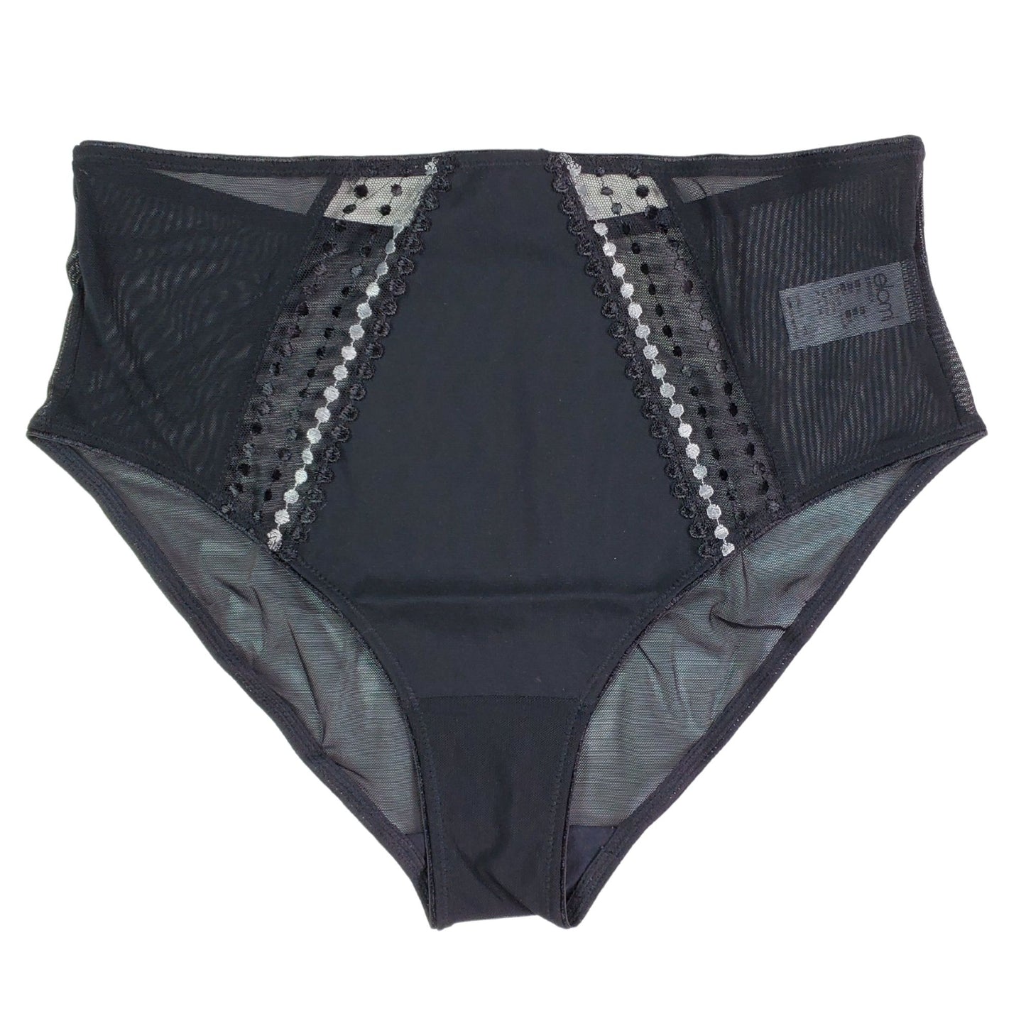 black briefs with mesh panels against a white background